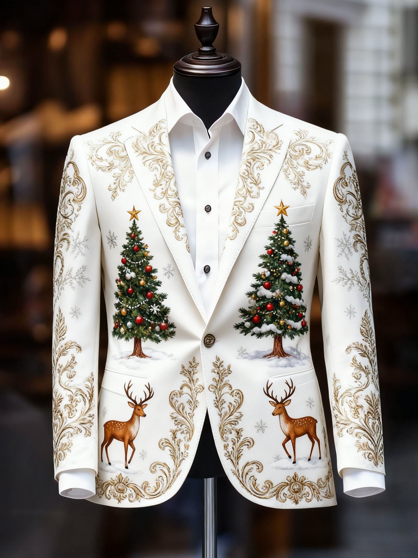 Christmas casual estampado Large bolsillo sacos para hombre