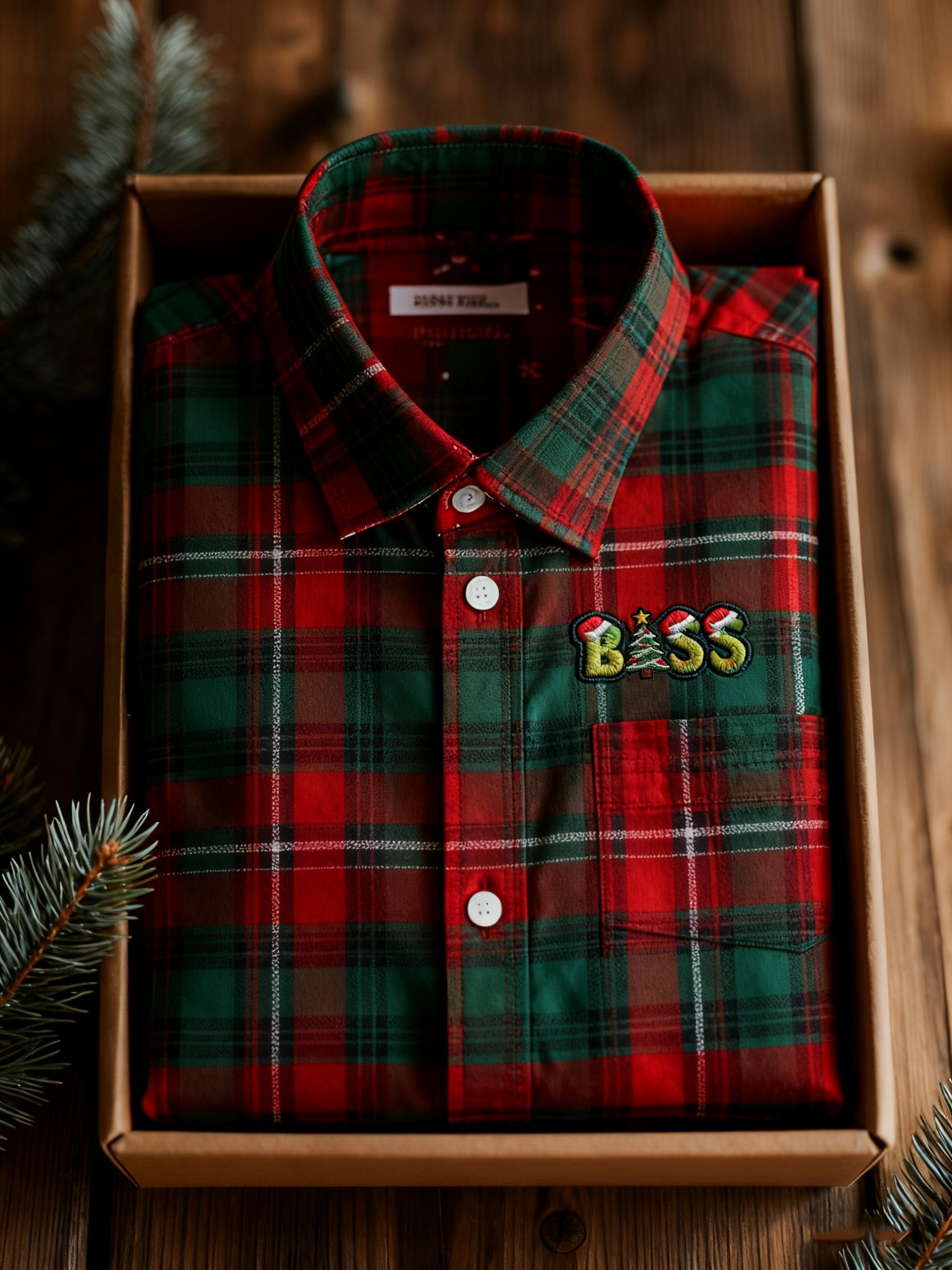 Camisa ejecutivo Christmas estampado de manga larga para hombre