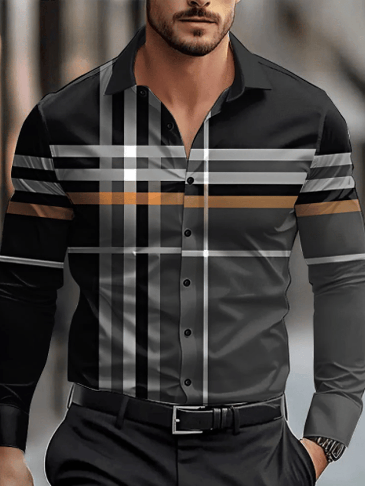 Camisa a cuadros ejecutivo de manga larga para hombre