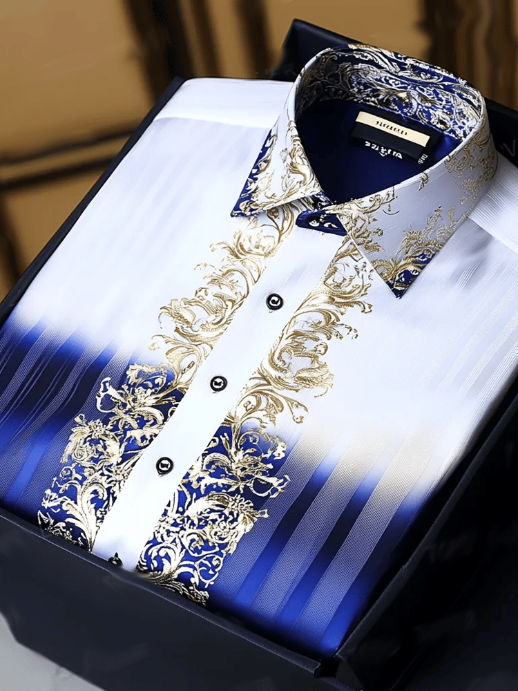 Camisa de lujo vintage de manga larga para hombre