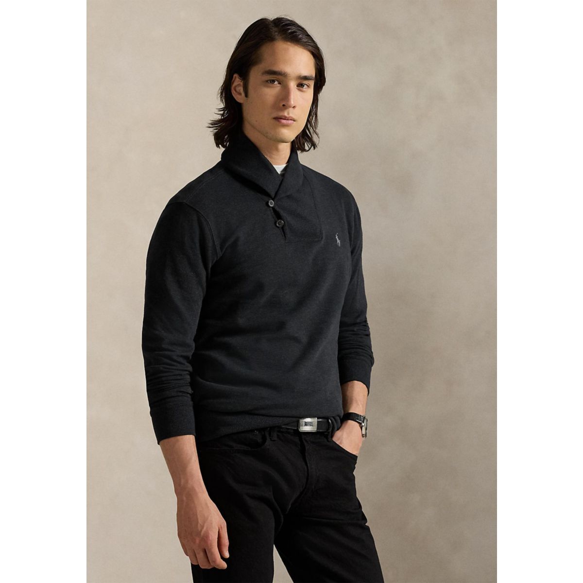 Luxury Jersey Shawl-Collar Pullover - 1