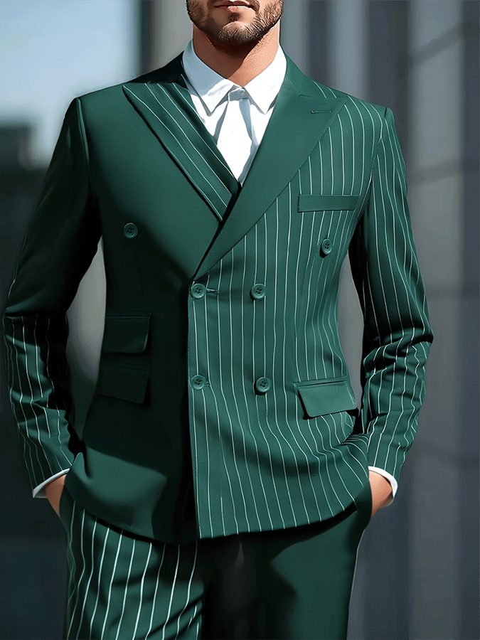 De modaable rayas Design Single-Breasted bolsillo Design casual Suit para hombre