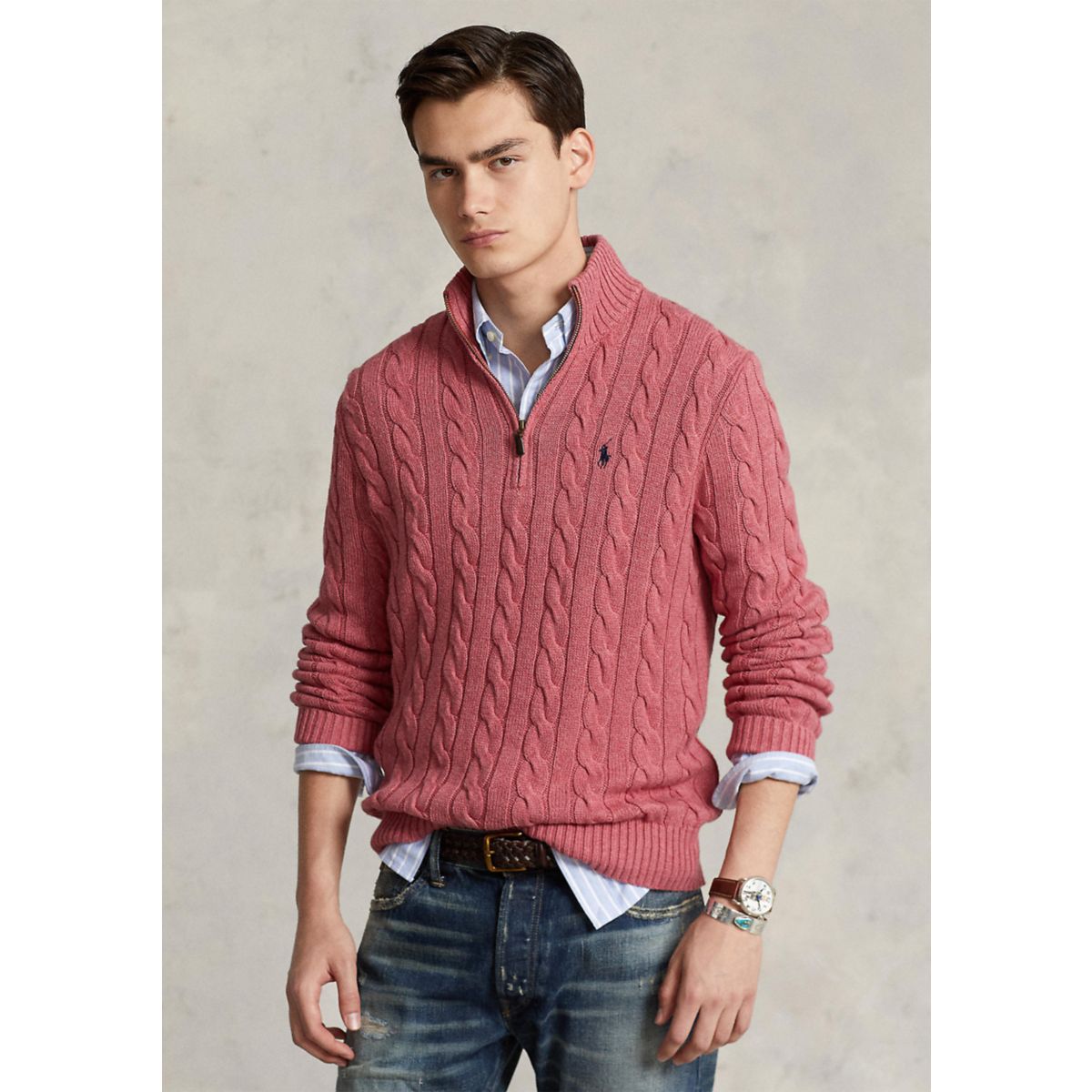 Cable Knit Cotton Sweater - 1