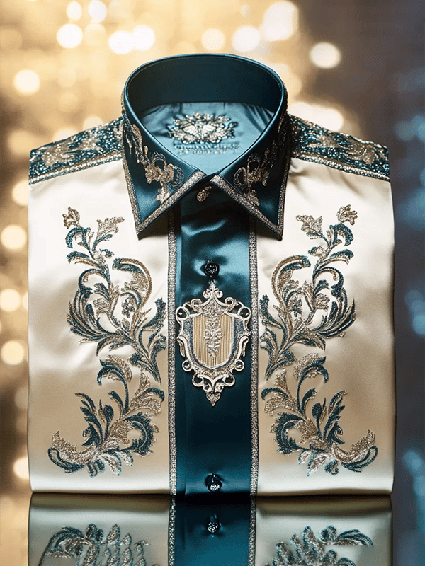 Camisa satén Luxe de manga corta con botones para hombre