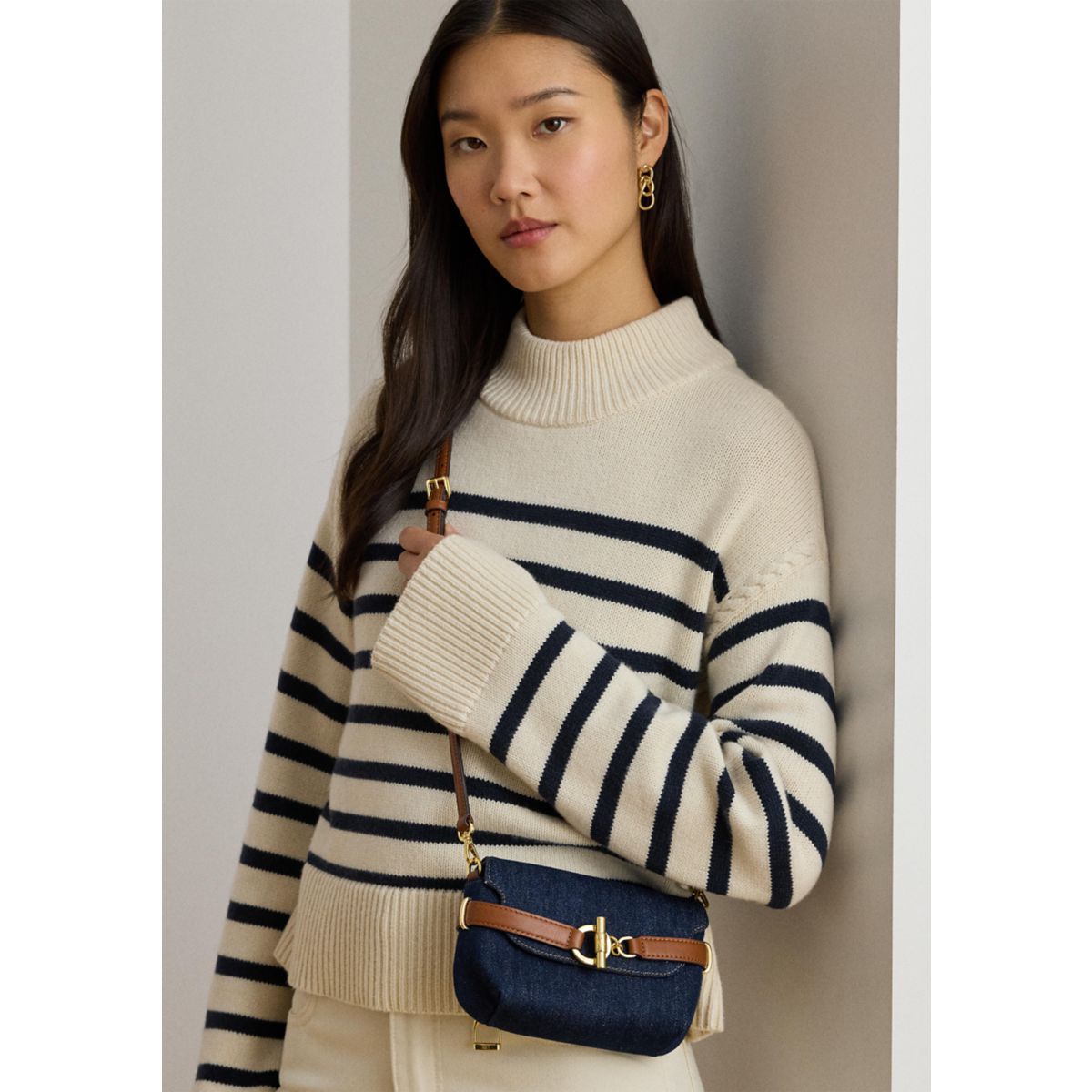 Washed Denim Small Blaike Crossbody Bag - 1