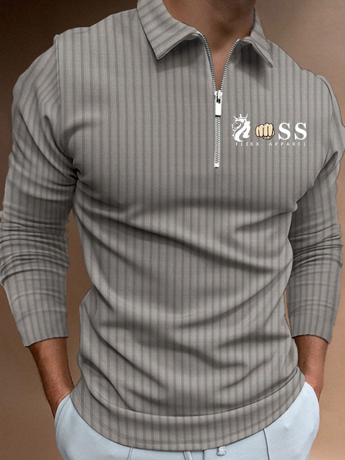 Camisa polo Letter rayas estampado Pullover casual para hombre