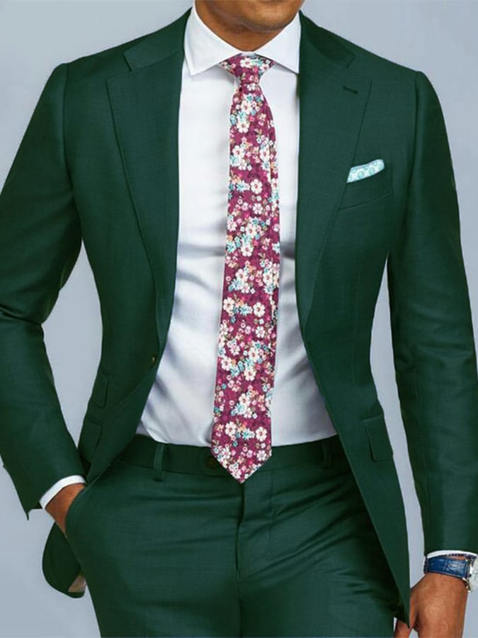 Ejecutivo Single-Breasted de color sólido Two-Piece Suit para hombre