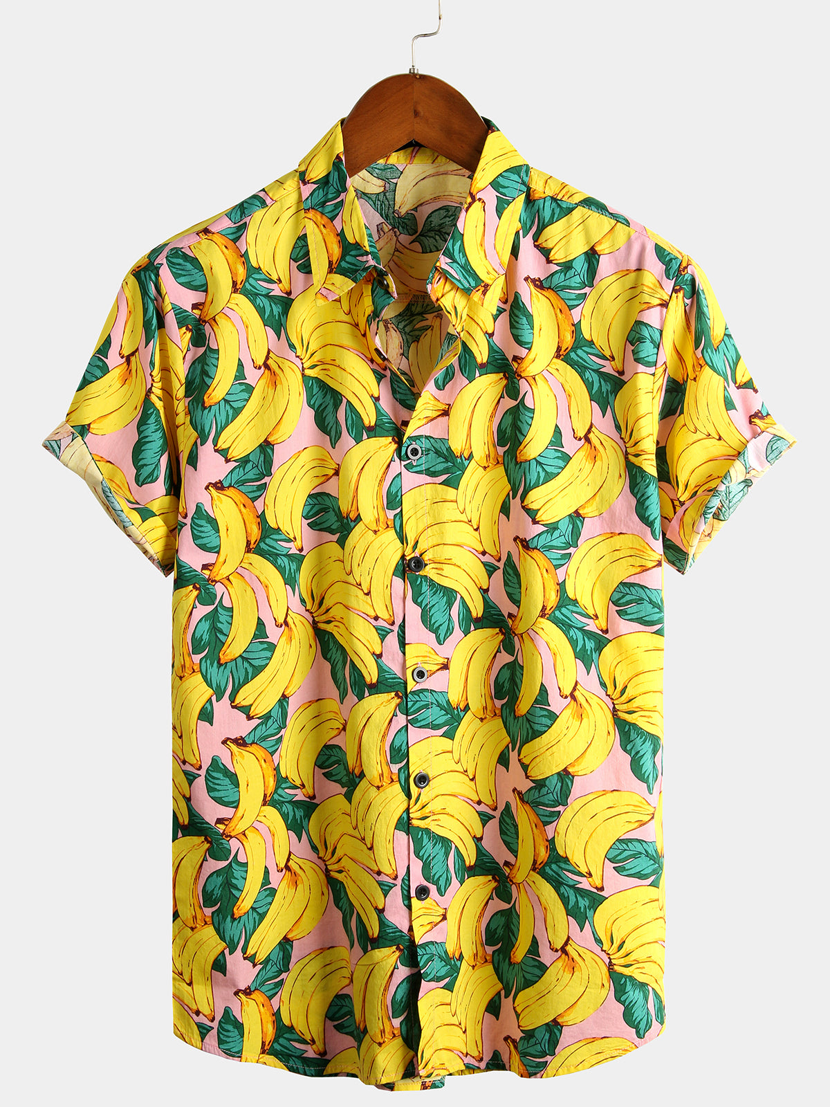 Camisa Banana de algodón Fruit estampado Tropical Hawaiian para hombre