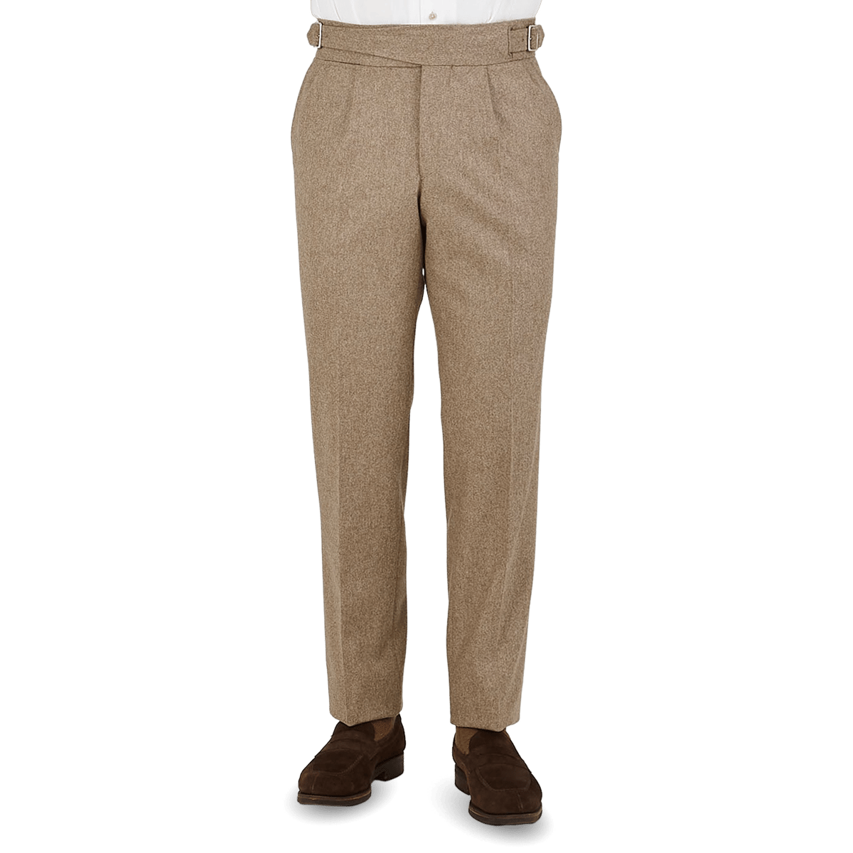 Light Brown lana Flannel Pleated Gurkha Trousers
