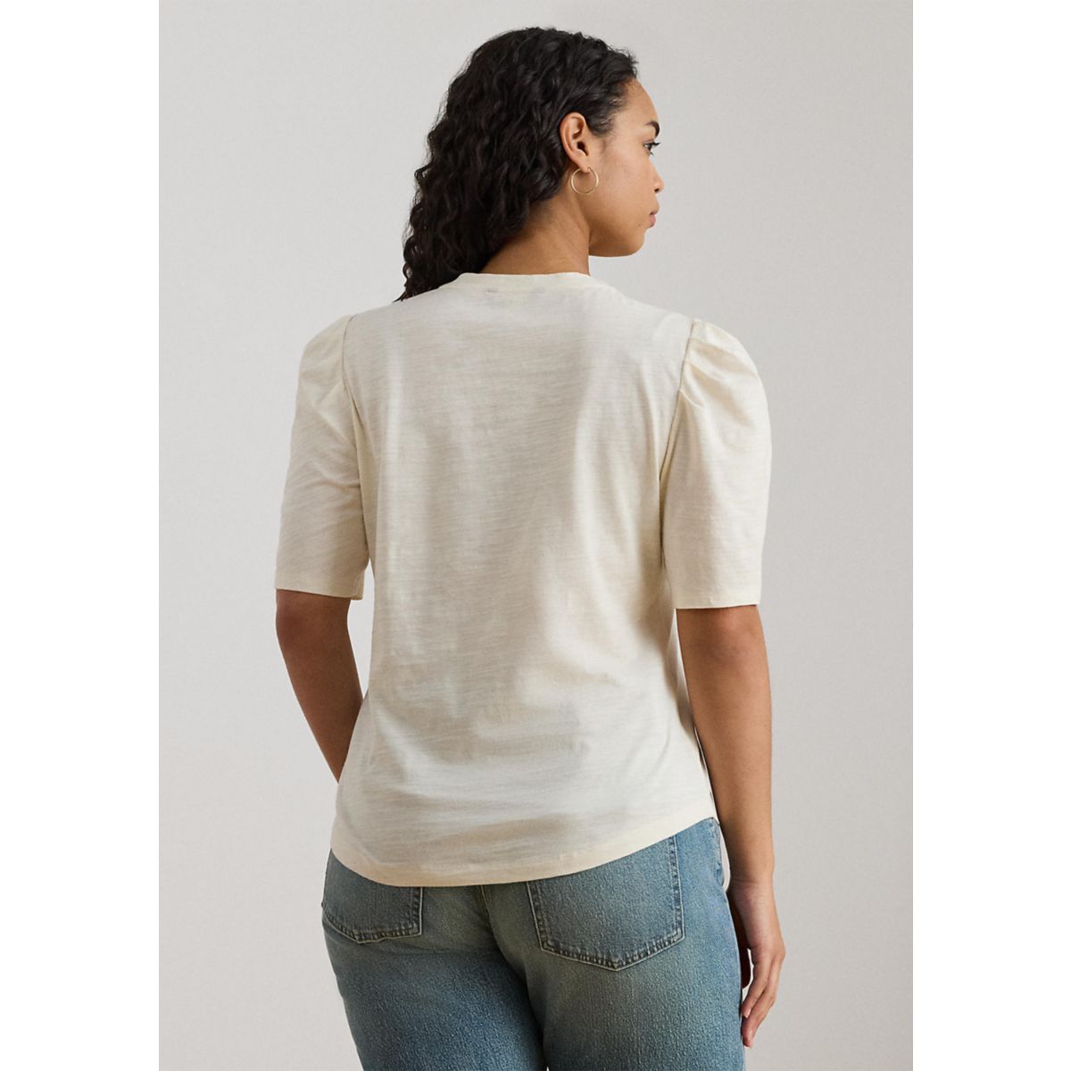 Plus Size Slub Jersey Puff-Sleeve Top - 5
