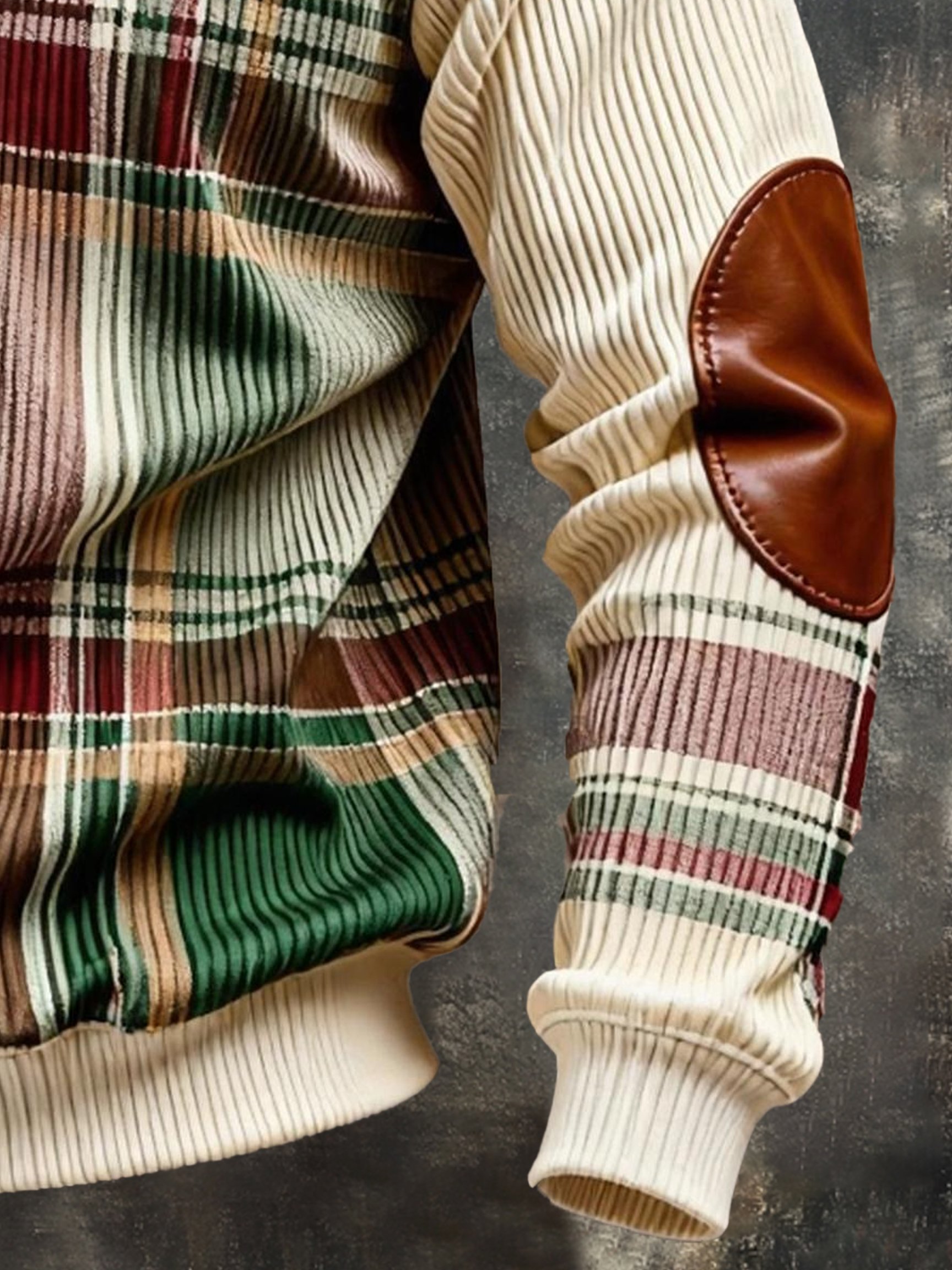 Sudadera vintage Color-Block estampado con cierre con gorrasucha para hombre