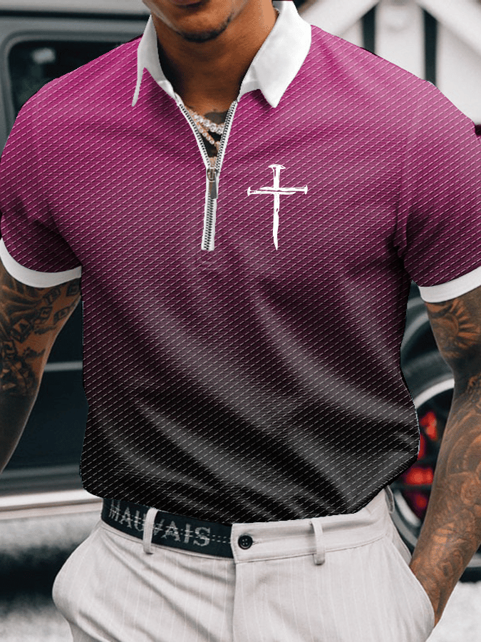 Camisa polo Faith estampado casual con cierre para hombre