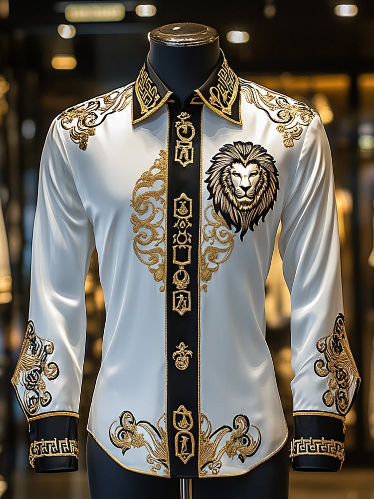 Camisa satén Luxe de manga larga con botones para hombre