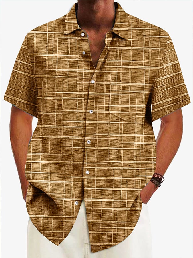 Abstract Textured estampado Pockecamiseta para hombre