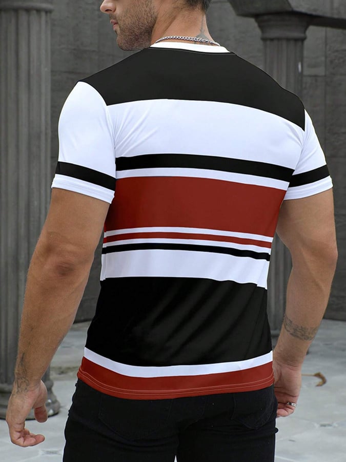 Camiseta retro Letter estampado casual para hombre