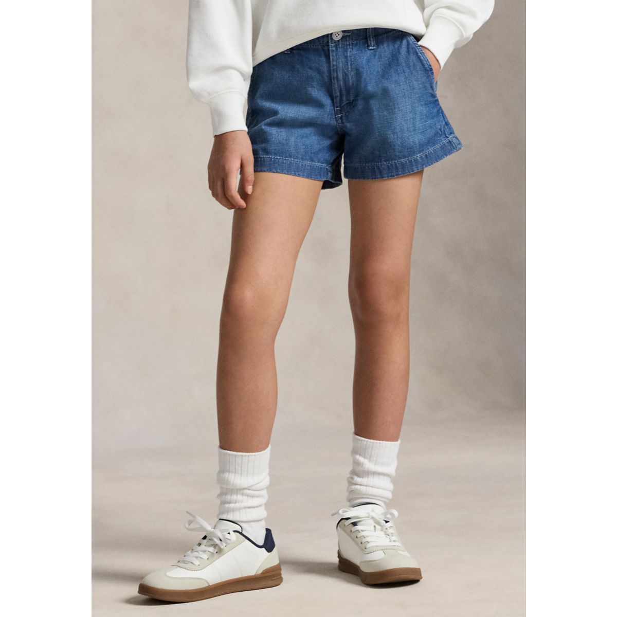 Girls 7-16 Indigo Cotton Denim Short - 1