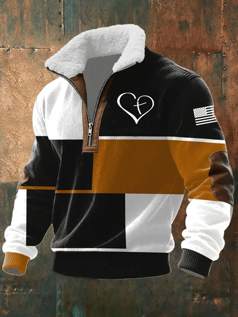 Geométrico Faith Cross estampado sudaderas para hombre