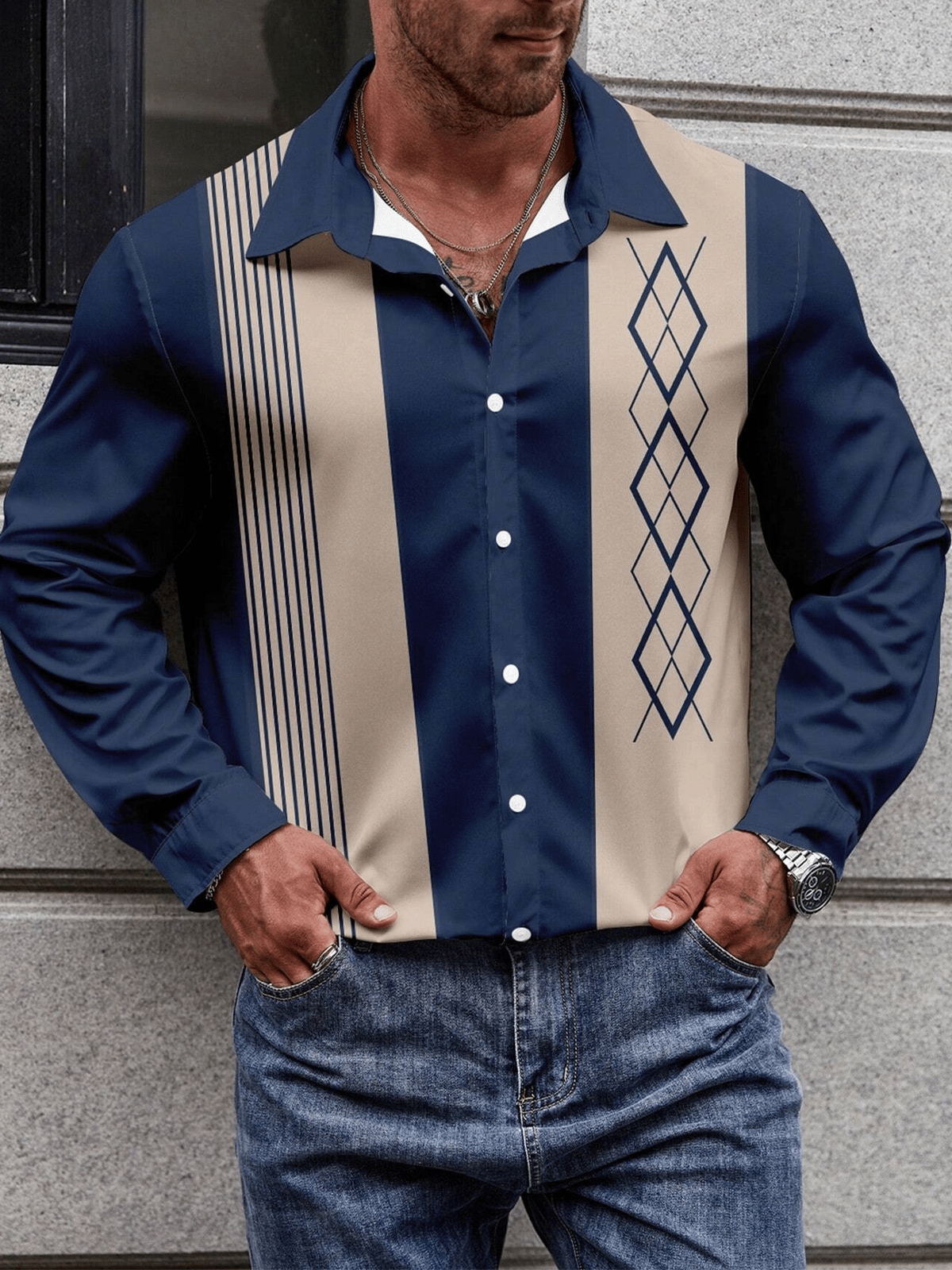 Camisa ejecutivo casual de manga larga para hombre