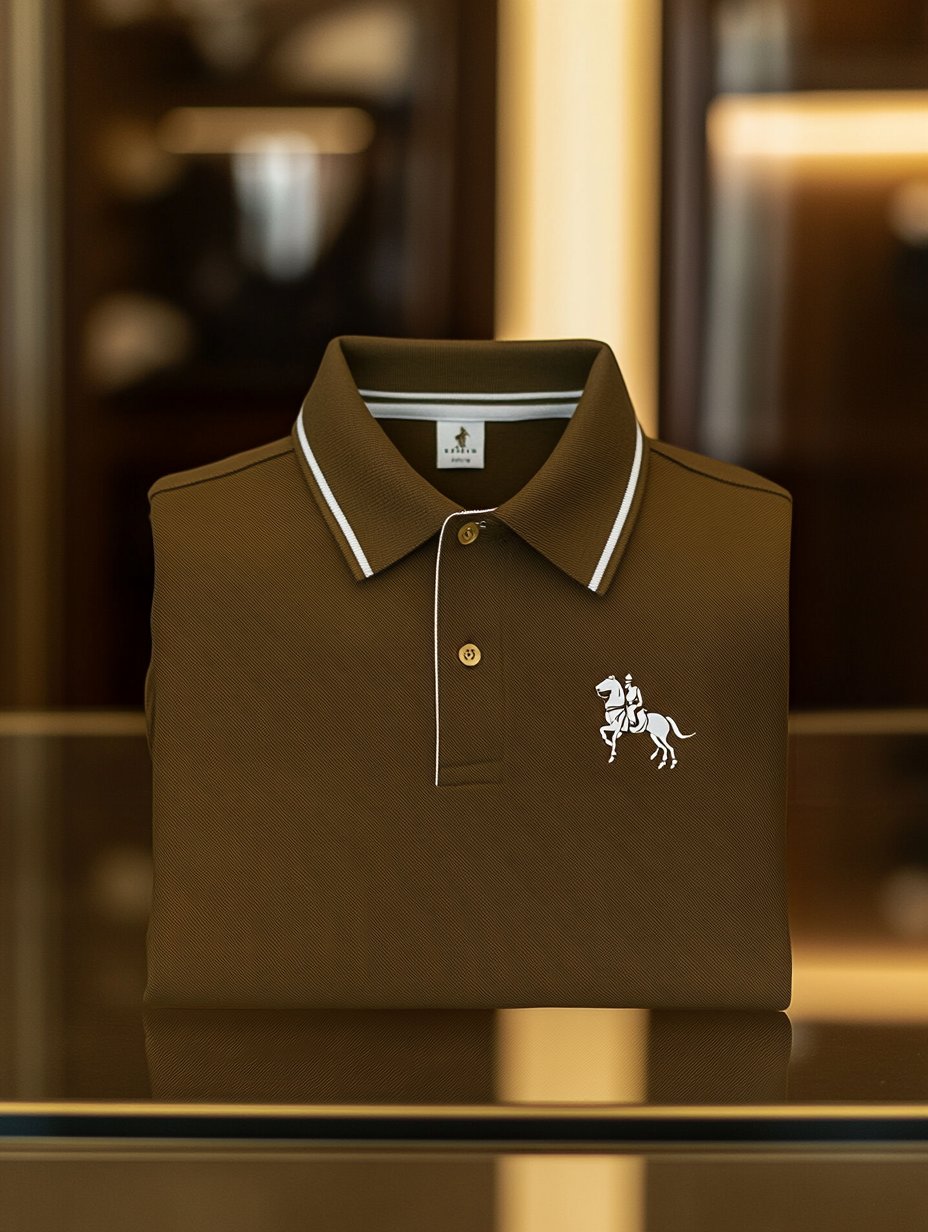 Camisa polo ejecutivo casual Horseback Rider con botones de manga corta para hombre