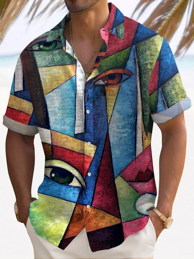 Camisa de moda Vacation Abstract Face para hombre