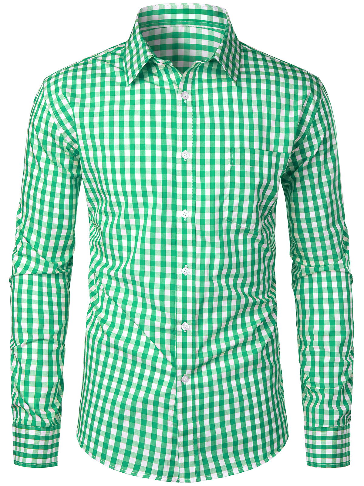 Camisa de algodón de manga larga a cuadros casual para hombre