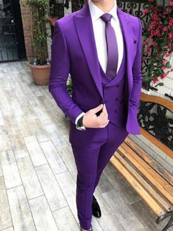 Ejecutivo Single-Breasted de color sólido Three-Piece Suit para hombre