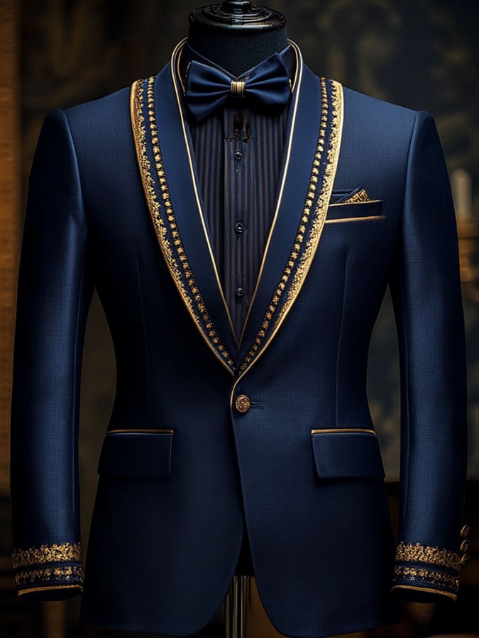Casual clásico Contrast Color ejecutivo de manga larga Suit para hombre