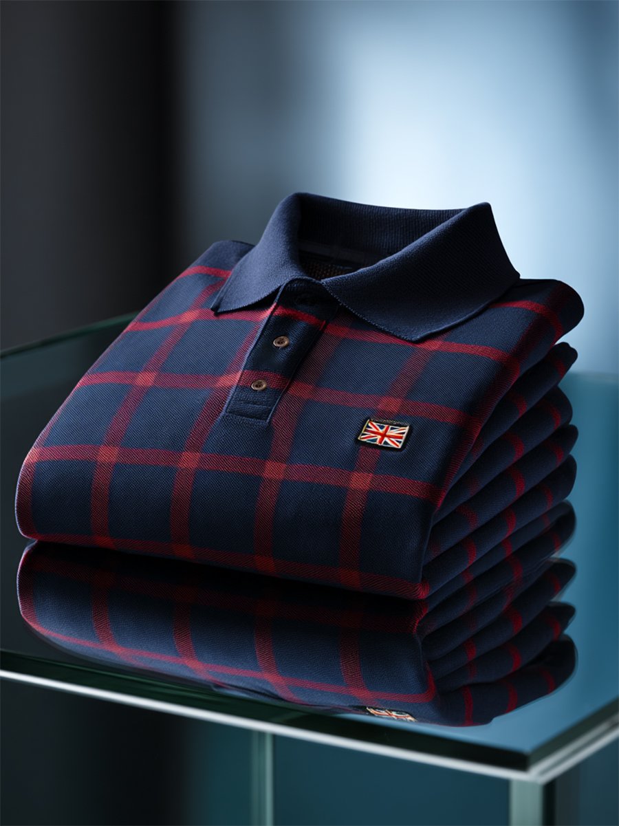 Camisa polo ejecutivo casual Union Jack Button de manga corta para hombre