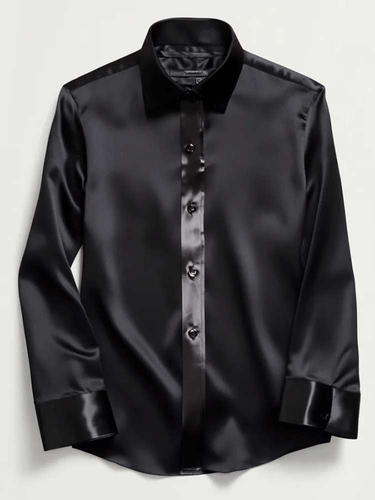 Camisa seda de lujo ejecutivo de manga larga para hombre
