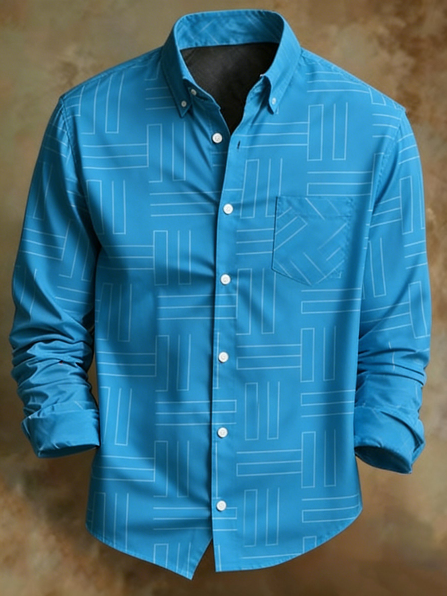 Camisa a cuadros geométrico diseño para hombre