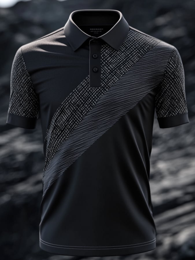 Camisa polo casual clásico Contrast Color de manga corta para hombre