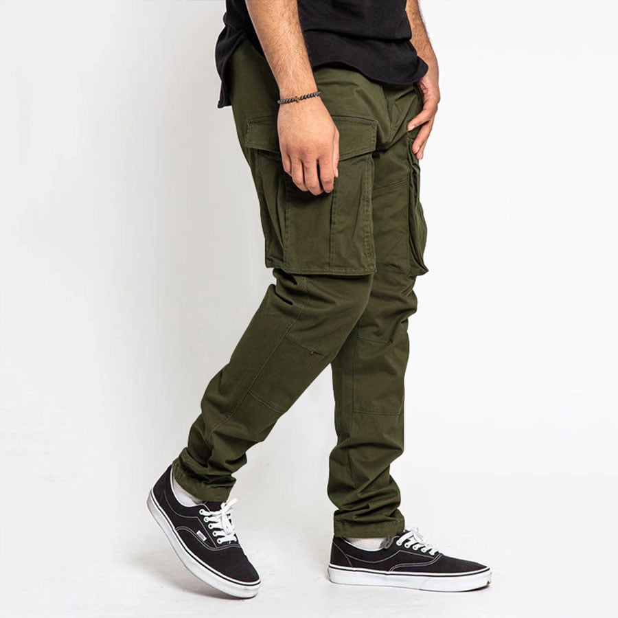 Pantalón de color sólido Multi bolsillo casual Cargo para hombre