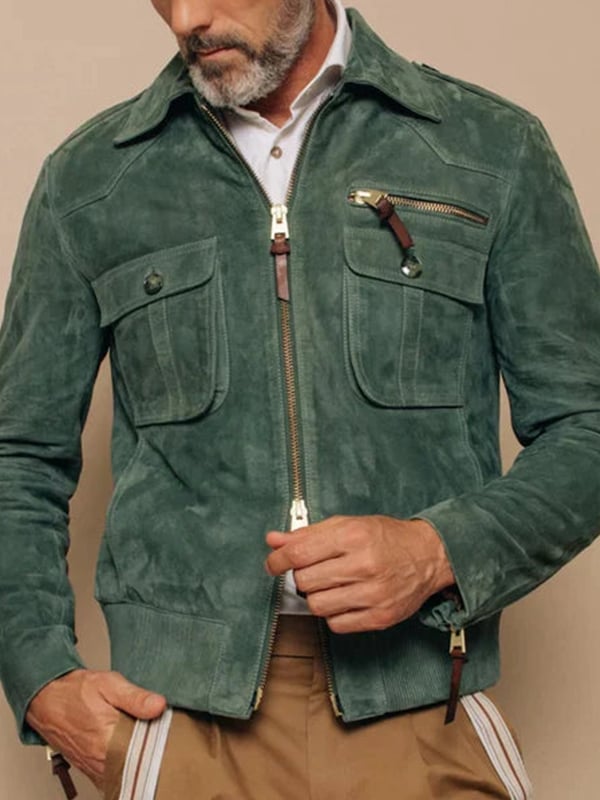 Chaqueta Mens para exterior vintage cierre bolsillo