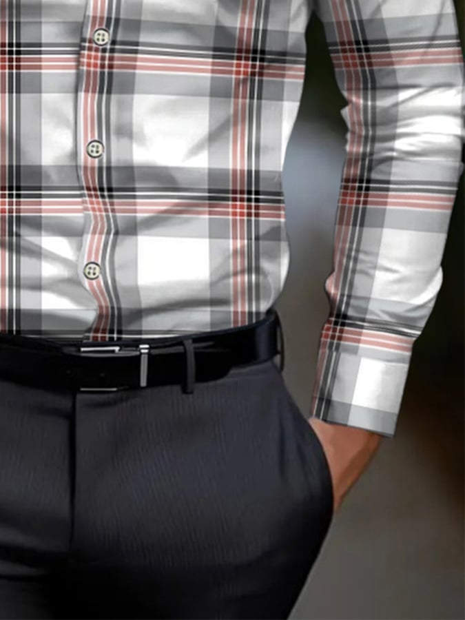 Camisa Check diseño estampado ejecutivo para hombre