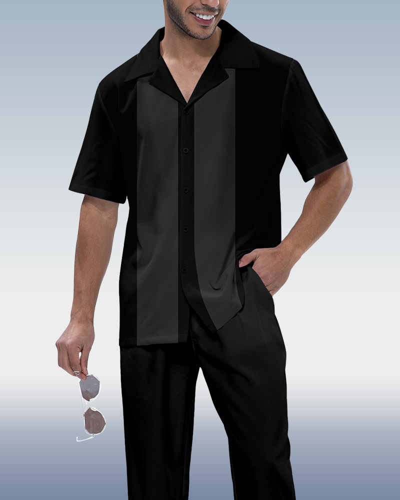 Camisa retro estampado de manga corta walking suit 944 para hombre