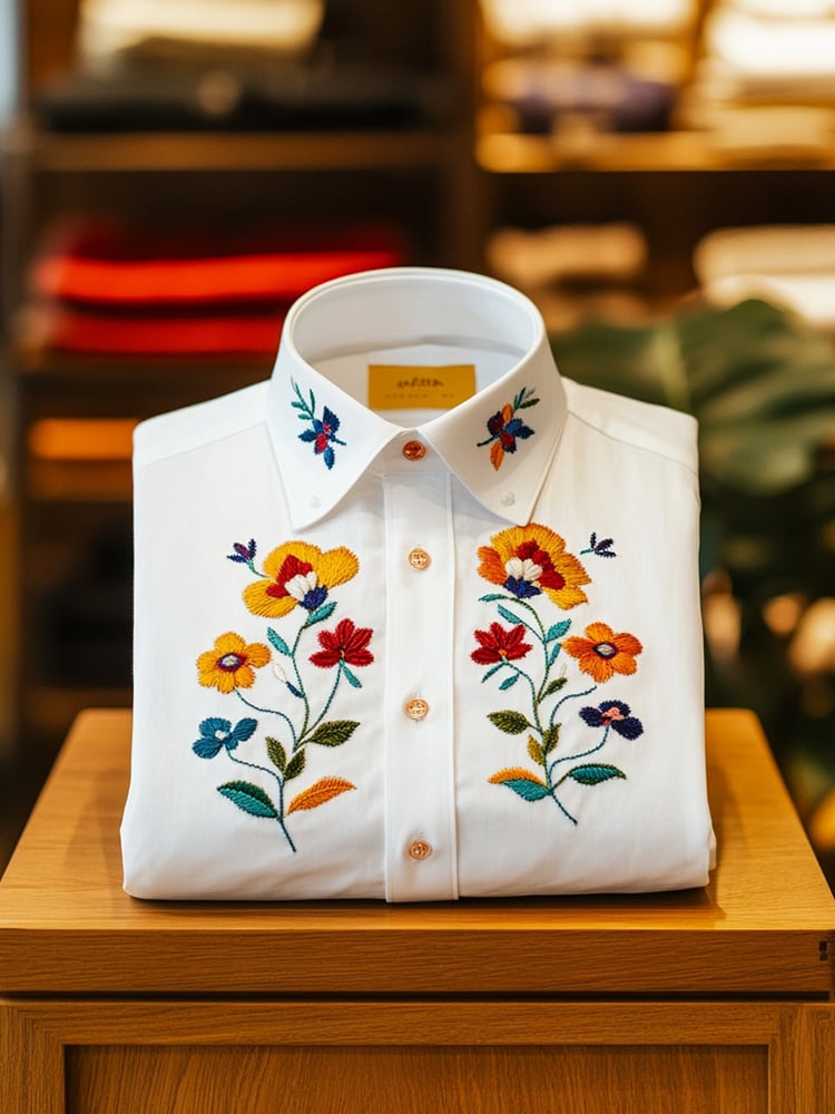Camisa ejecutivo casual floral solapa de manga corta para hombre