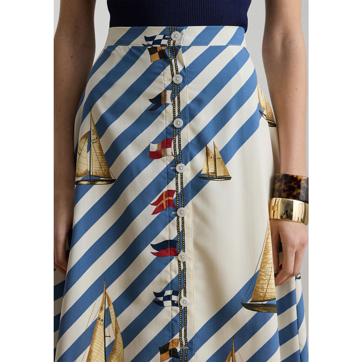 Women's Print Button-Front Crepe Skirt - 2