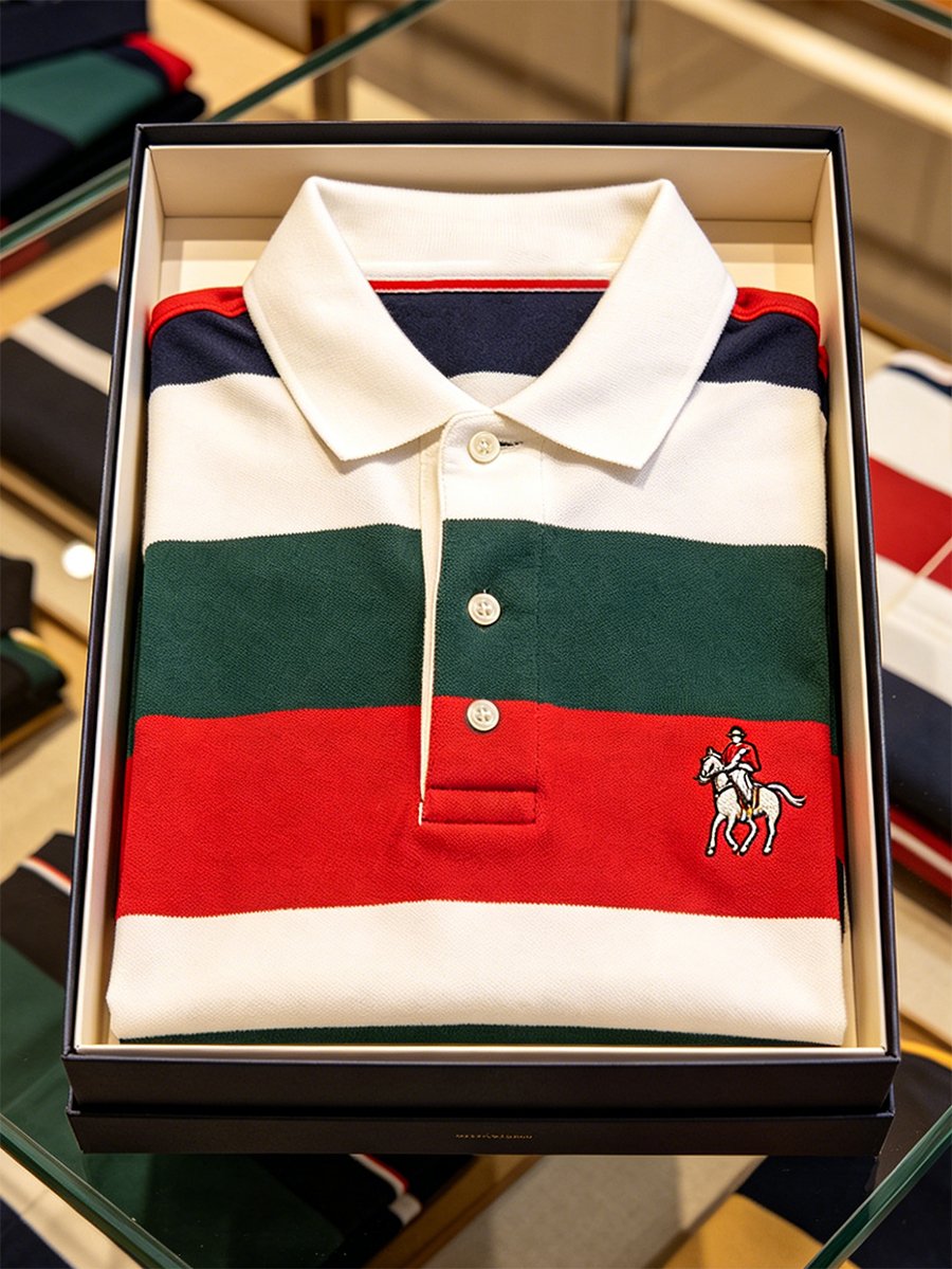 Camisa polo ejecutivo Horse Racing de manga corta para hombre