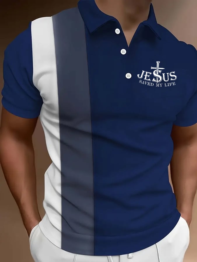 Camisa polo Jesus Saved My Life estampado para hombre