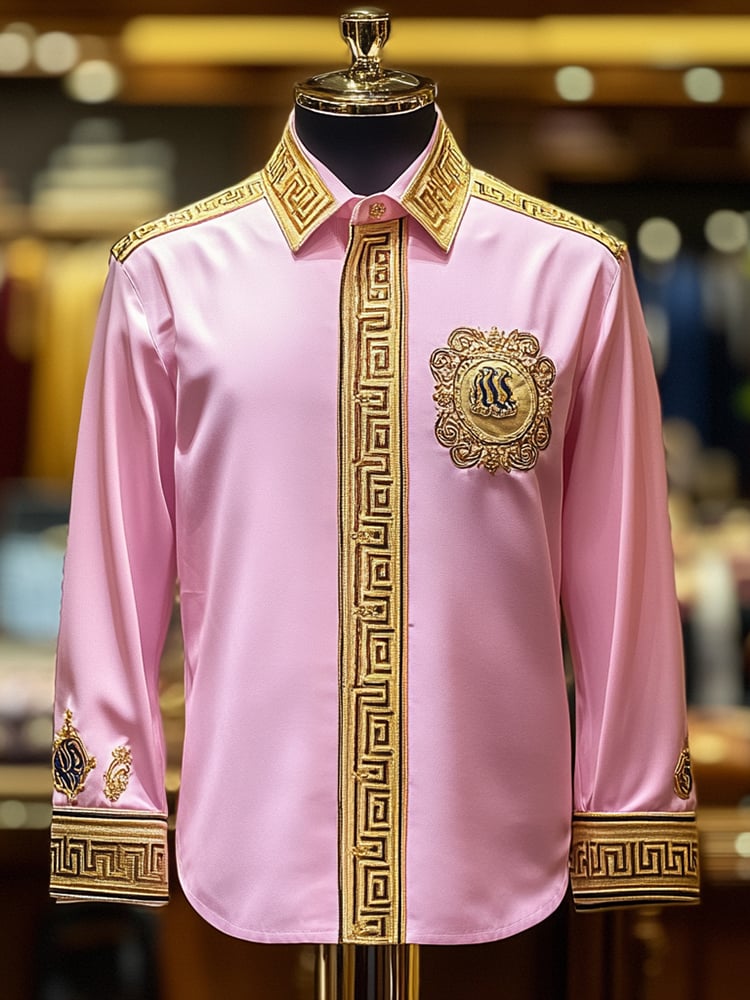 Camisa satén Luxe de manga larga con botones para hombre