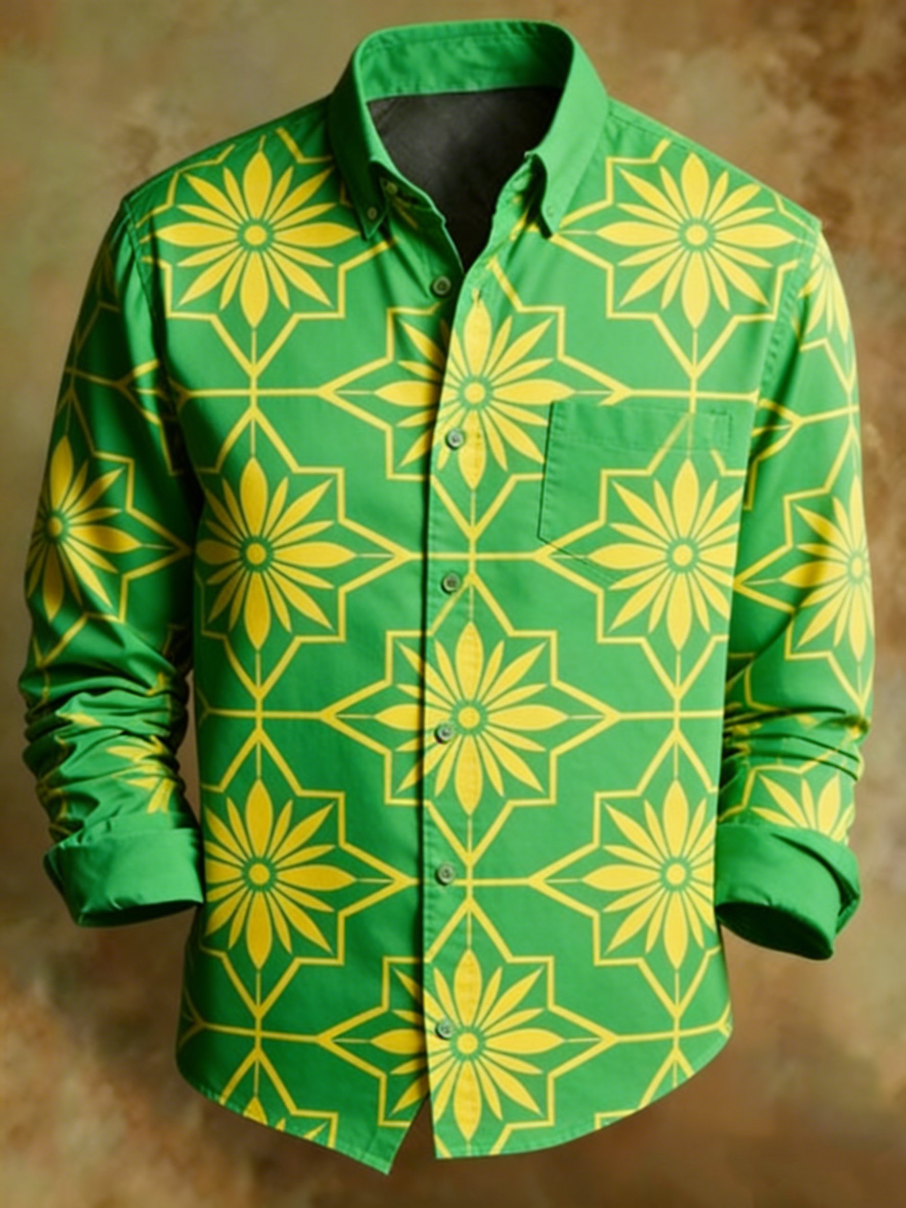 Camisa Abstract Geometric floral Pattern estampado ejecutivo Style para hombre