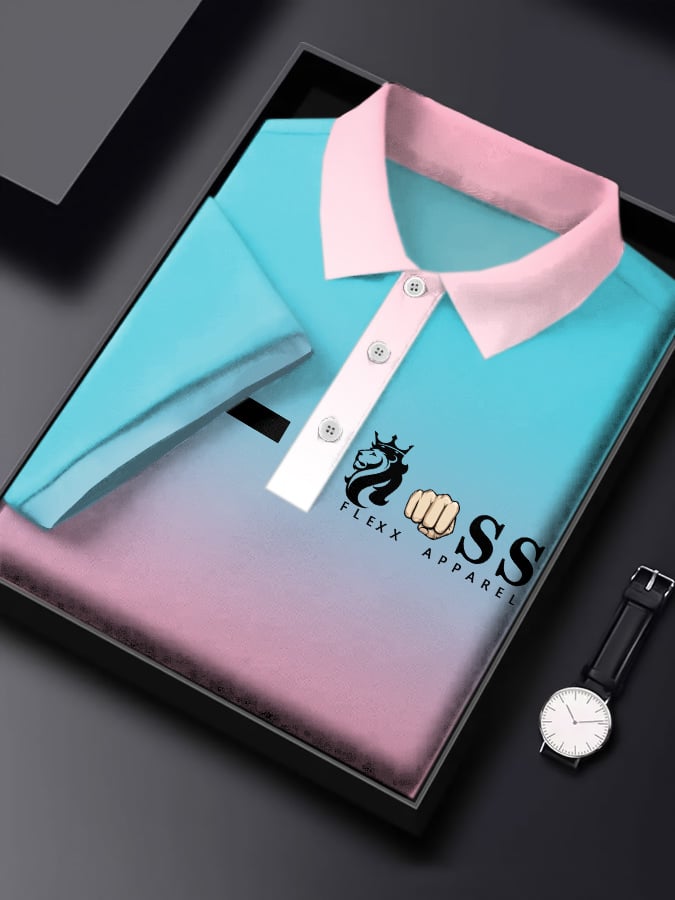 Camisa polo Letter estampado casual de manga corta para hombre