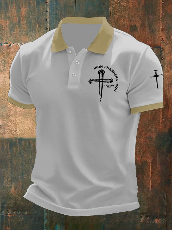 Camisa polo Iron Sharpens Iron estampado para hombre