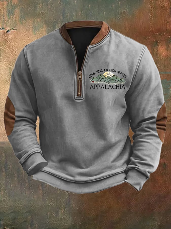 Sudadera Appalachia Strong estampado Zip-Neck para hombre