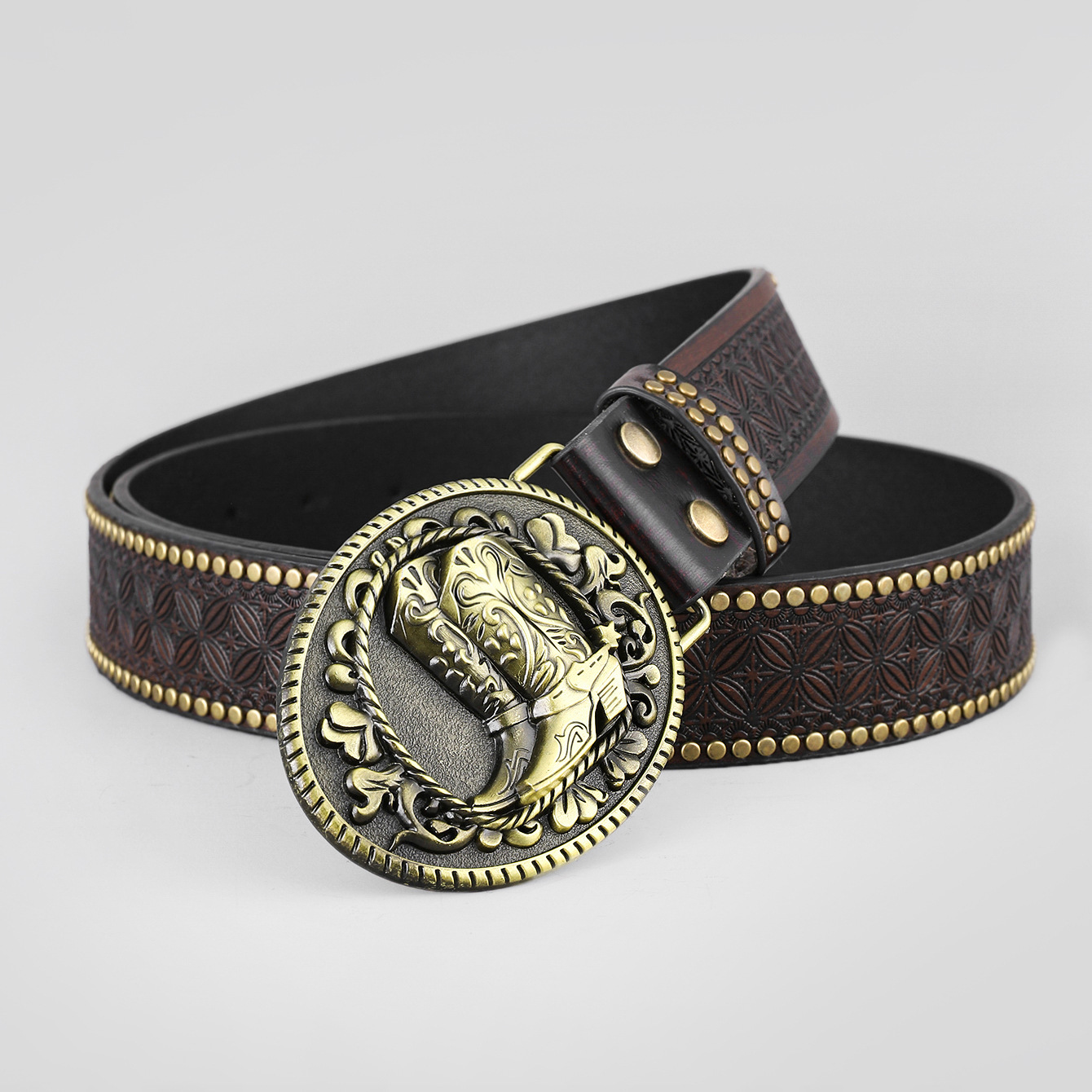 Cinturón 2025 Trendy retro Western mezclilla para hombre