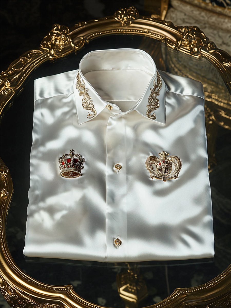 Camisa satén Luxe de manga larga con botones para hombre