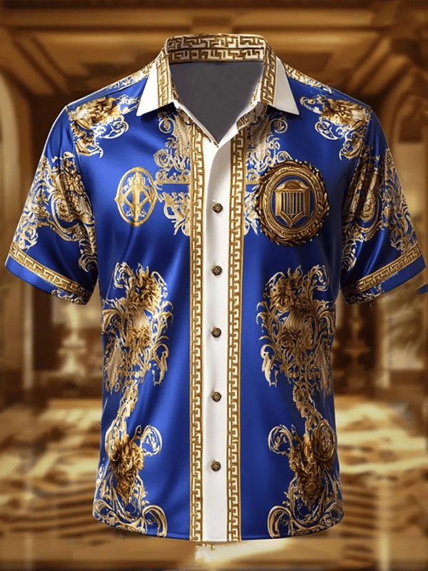 Camisa ejecutivo Luxe estampado de manga corta para hombre
