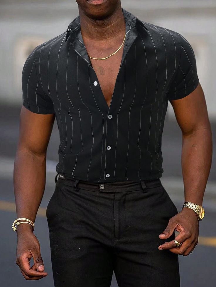 Camisa ejecutivo casual Button de manga corta para hombre