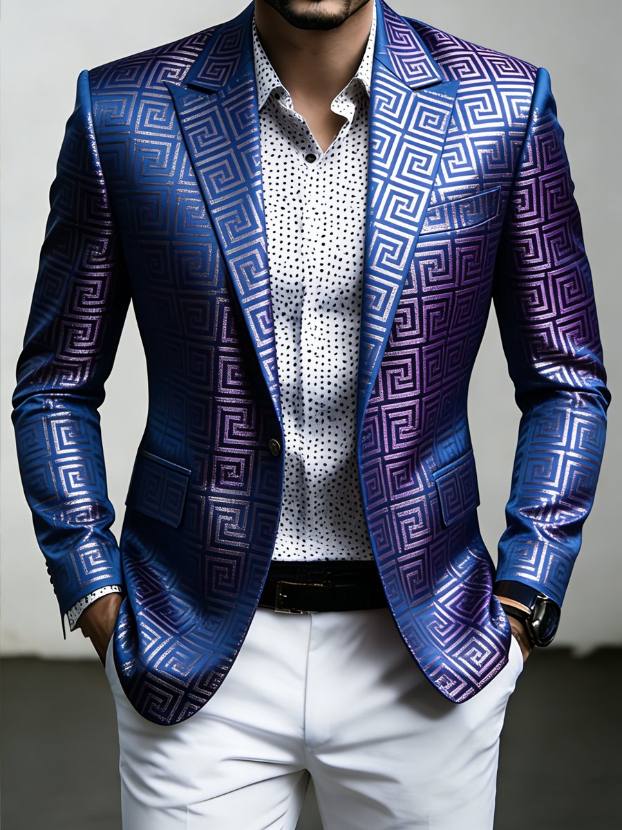 para hombre de lujo ejecutivo Geometric Print Suit chaqueta