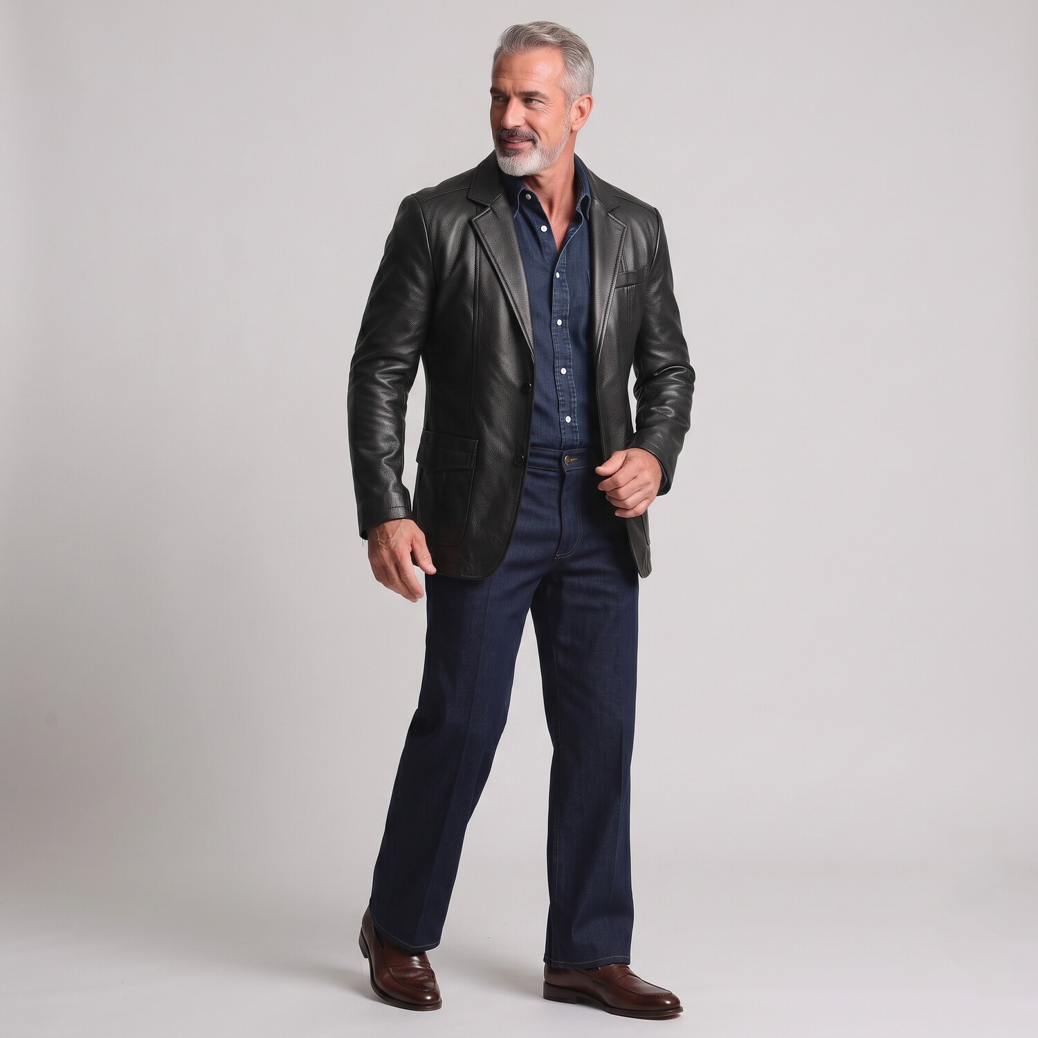 para hombre retro PU Leather de color sólido Notched Lapel Single Breasted chaqueta